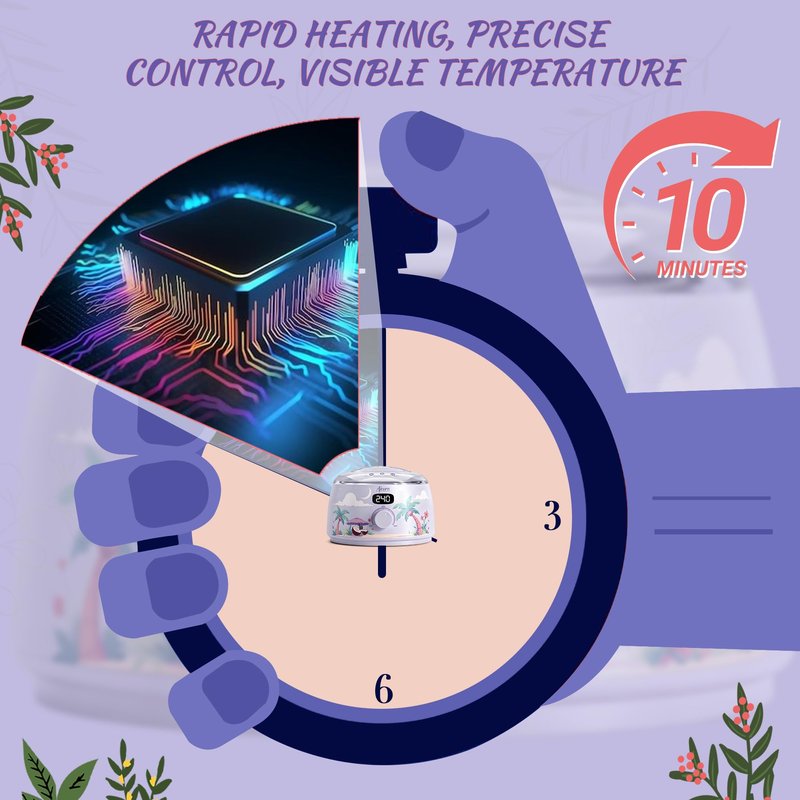 Ajoura Professional Wax Warmer Machine, 16oz Capacity Wax Heater Hair Removal Kit with Digital Temp Control & Fast Heat, Includes 30 Sticks for Face, Legs, Bikini, Brazilian and Body (Light Purple)