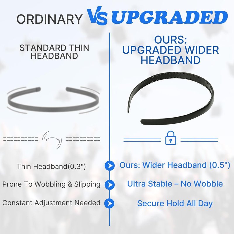Graduation Cap Headband - 2 Pcs Anti-Fall Hair Band for Graduates | Perfect Gift for Students and Women