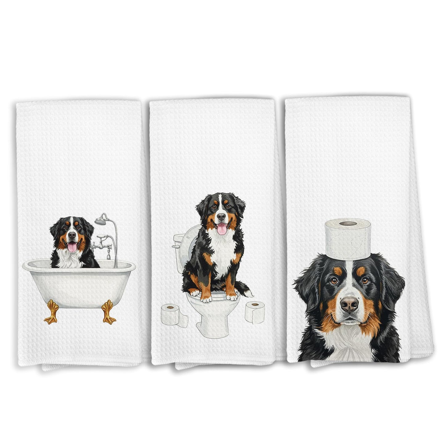 KTYHD Bernese Mountain Bathroom Decor Gifts Hand Towels, Bernese Mountain Dog Bathroom Hand Towels Decorative Set of 3, Dog Gifts for Women,Home & Kitchen