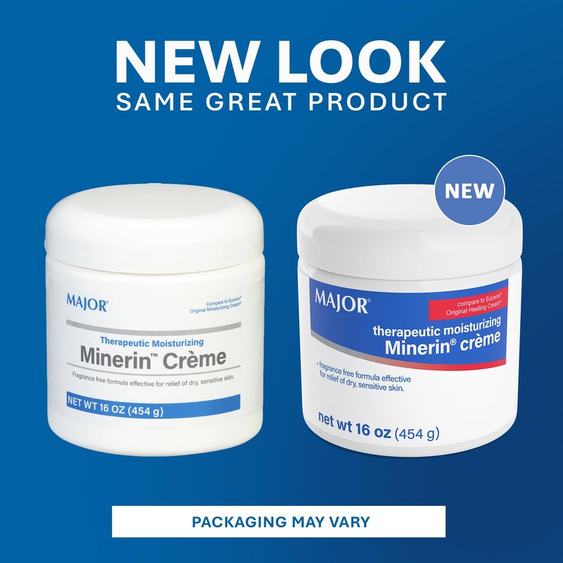 MAJOR Therapeutic Moisturizing Minerin Créme - Body Cream Moisturizer for Dry Skin - Fragrance-Free - 16 Oz. (1 Pack)