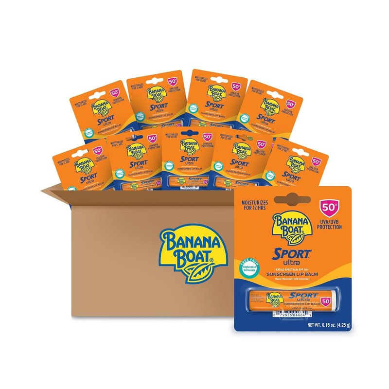 Banana Boat Sport Ultra Sunscreen Lip Balm - Broad Spectrum SPF 50+ | 0.15 oz, 10 Count Pack