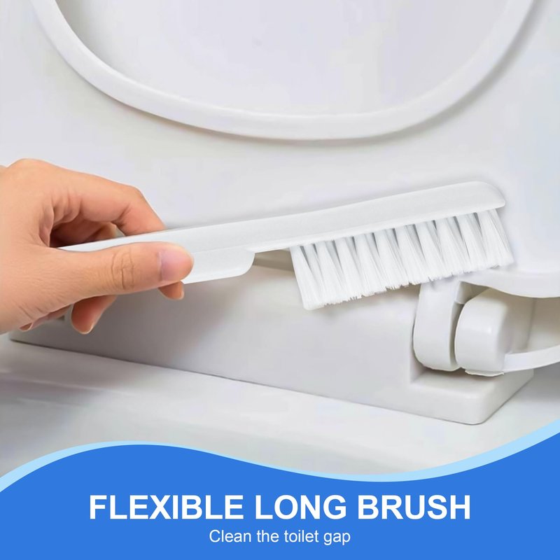 Silkyhose Toilet Brush and Plunger, 3 in 1 Toilet Bowl Brush and Holder with Crevice Cleaning Brush Wall Mounted Household Bathroom Cleaning Tools Combo Set(White-Gray)