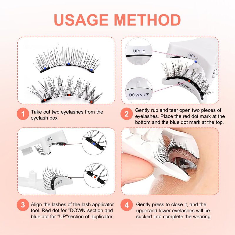 Magnetic Eyelashes Kit with Applicator Natural Look, Magnet lashes Pack Portable Reusable No Glue False Eyelashes Kit Easy to Wear Wispy Fluffy L13