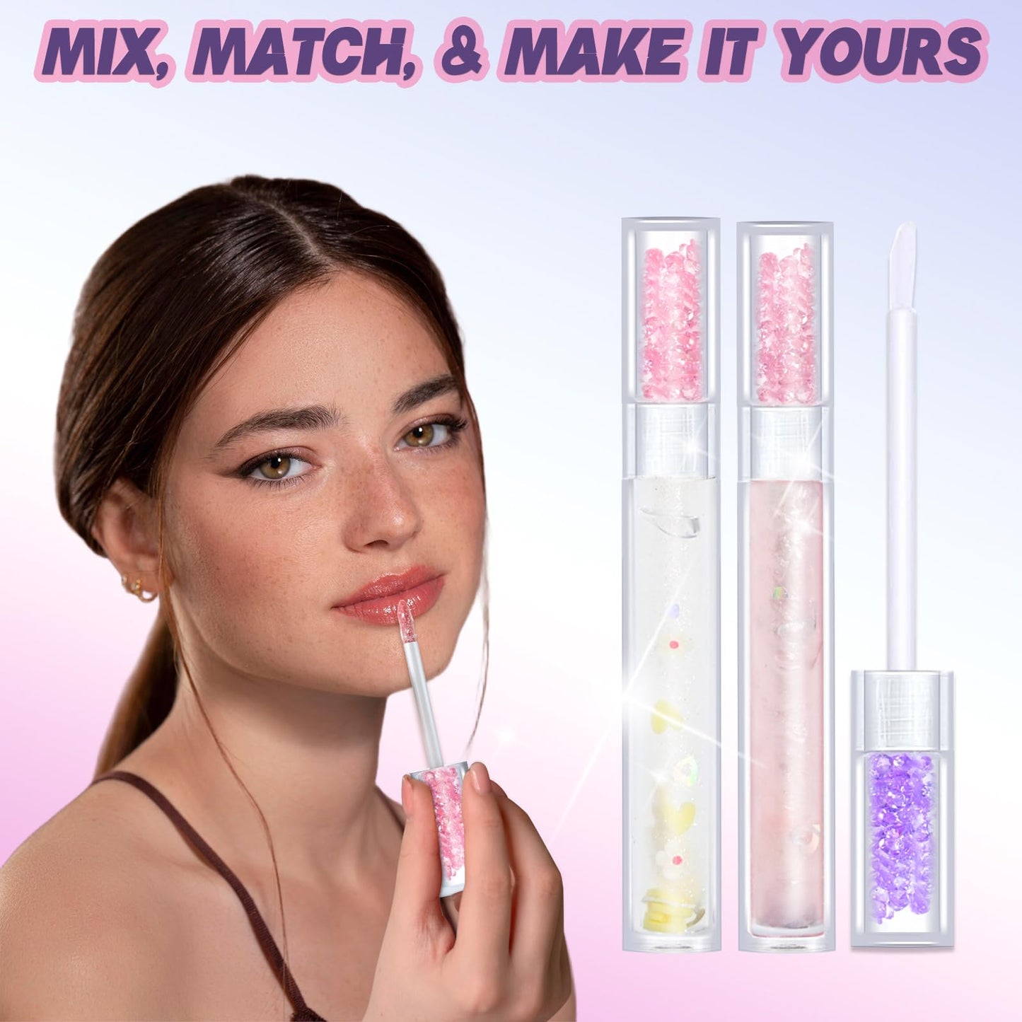TSVATE Empty Lip Gloss Tubes,10PCS Lip Gloss Tubes 3ml Diamond Lip Gloss Tubes Empty Lip Gloss Making Supplies for DIY Beginner Makeup & Travel, Lip Gloss Containers Empty Lip Gloss Bottles