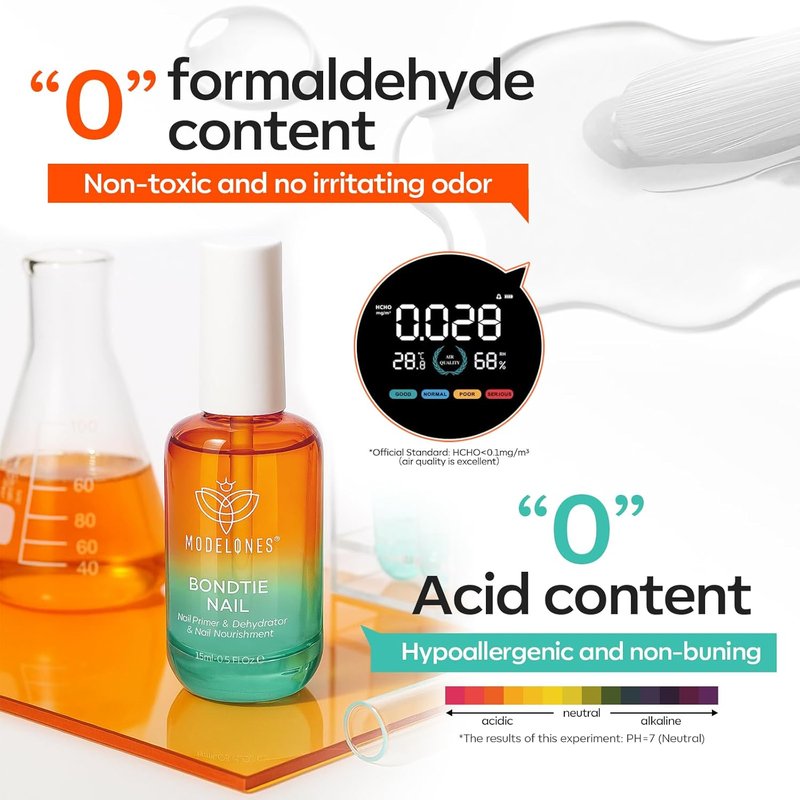 Modelones Nail Dehydrator & Primer - 3-in-One Vitamin A, E & Keratin Formula for Acrylic & Gel Nails