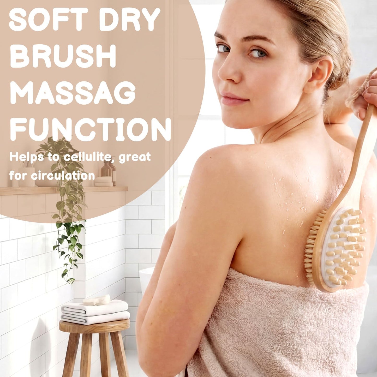 Geelin 8 Pcs Natural Loofah Exfoliating Body Scrubber Set Natural Sisal & Loofah Sponges Wooden Brushes for Dry Brushing Shower Scrubbing, Luffa Sponge to Clean Your Body and Back Deeply