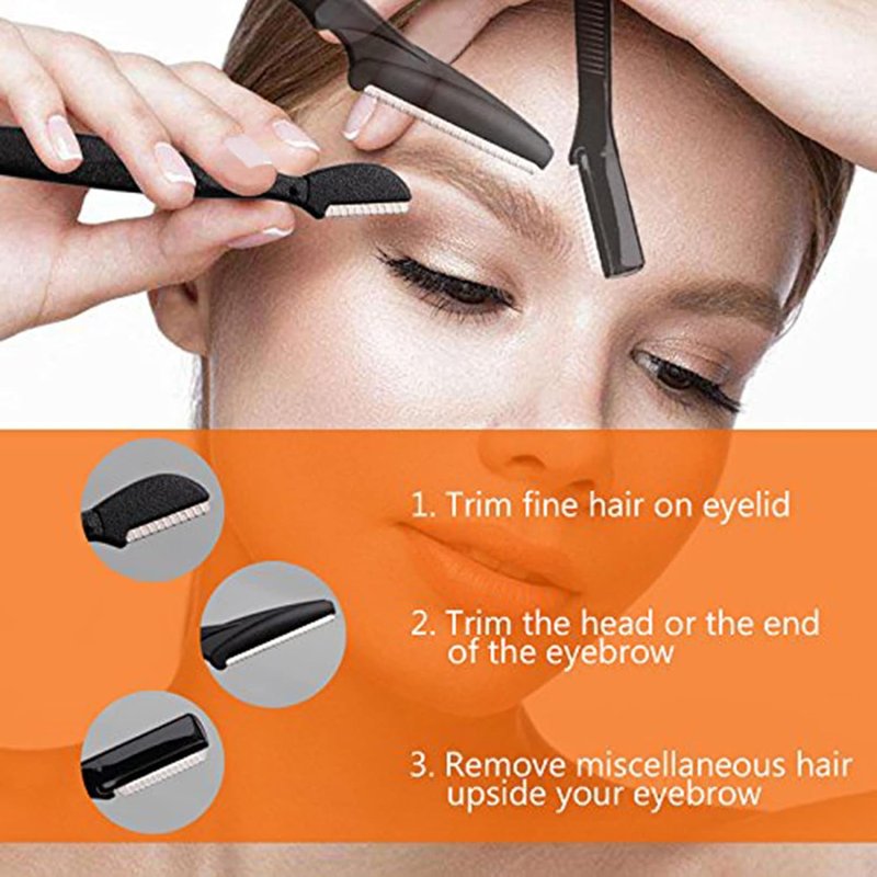 FITDON Eyebrow Grooming Set - Precision Tweezers, Curved Scissors & 3 Brow Razors | Complete Eyebrow Care Kit