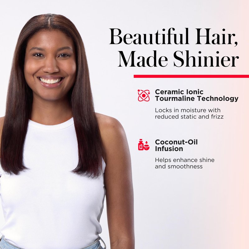 REVLON SmoothStay XL Hair Straightener, Heated Straightening Brush with Coconut Oil Infused Ceramic Plates, Long-Lasting Sleek Results, Reduced Frizz & Static