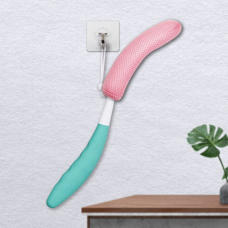 Leetye Mei Long Handle Shower Brush, Non Slip Handle Shower Brush, Long Handle Rear Frosted Shower Brush, Suitable for scrubbing and Bathing in Difficult to Reach Areas of The Body.