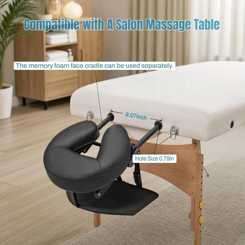 Skiennix Massage Headrest - Adjustable Face Cradle with Arm Rest for Home & Spa | Portable Black Design