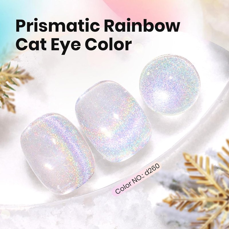 Beetles Rainbow Cat Eye Gel Nail Polish - 15ML Silver Glitter Gel for Stunning DIY Manicures