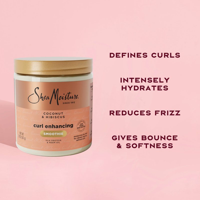 SheaMoisture Curl Enhancing Smoothie Hair Cream Coconut and Hibiscus for Thick, Curly Hair Sulfate Free and Paraben Free Curl Cream 20 oz