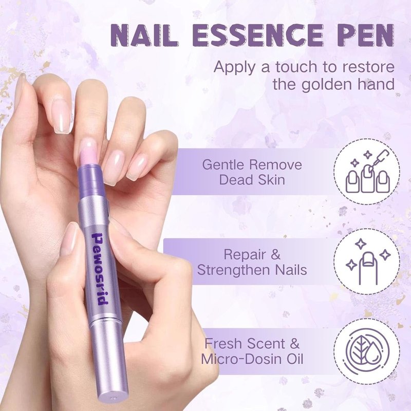 Cuticle Oil Pusher Pen - 4-in-1 Ceramic Cuticle Remover & Nourishing Oil | Nail Care Tool for Hangnails & Dry Nails
