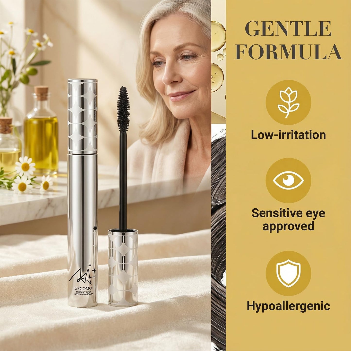 Volume Mascara for Older Women 60 Plus, 2026 New Mascara Volumizing and Lengthening Tubing Mascara for Mature Women with Thinning Lashes, Non Clumping Waterproof & Long-Wearing (Black)