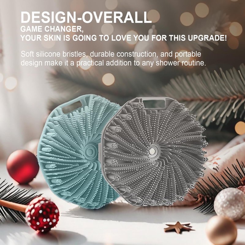 RamPula Silicone Body Scrubber Shower Brush Super-Exfoliating Body Brush & Non-Slip Strap, Loofah Alternative Bath Scrubber for Sensitive/All Skin Types, Gentle Massage & Effective Shower Exfoliation