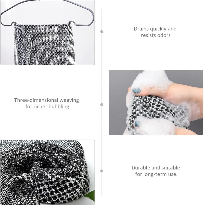 Mokvtz Exfoliating Shower Towel, Exfoliating Skin Bath Towel, Premium Scrub Wash Cloth for Body Face, Exfoliating Washcloth for Men and Woman (Jet Black)