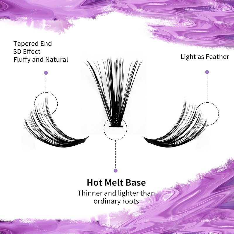 DIY Lash Clusters - Natural Fluffy Wispy Waterproof Extensions | 240 PCS, Mixed D Curl 12-16mm