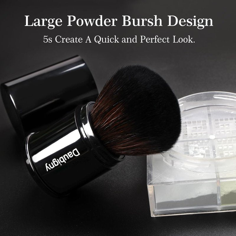 Daubigny Retractable Kabuki Makeup Brush - Travel-Friendly Powder Brush for Blush & Bronzer