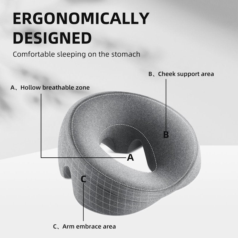 OSZZT Massage headrest for Bed, a Chest and face Support Sleep Pillow, is Suitable for Massage, SPA and Sleep. Face Down for Eye Surgery， After Surgery for Sleeping (Grey)