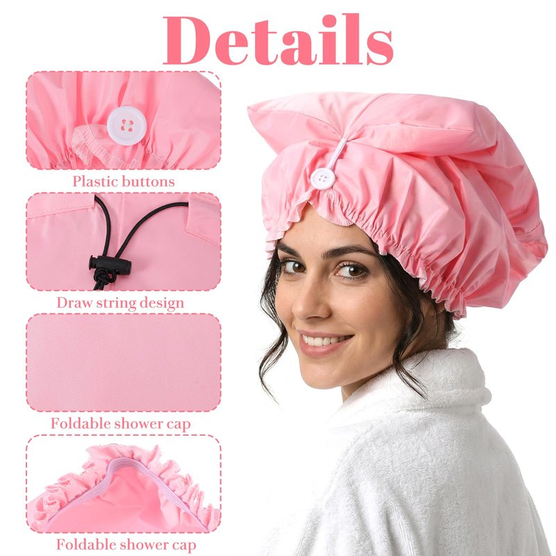 Mabor Large Shower Bonnet for Long Hair, Adjustable Flexi Shower Cap for Braids, Waterproof Jumbo Bath Bonnet for Women, Foldable Travel Essential