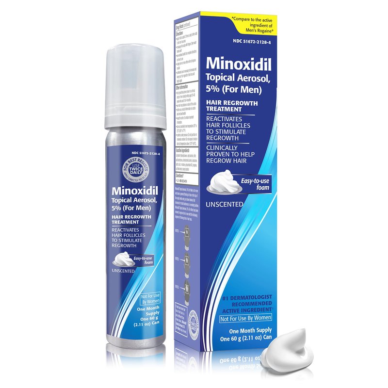 Minoxidil 5% Topical Aerosol Foam, Hair Regrowth 4 Months Treatment for Men, 2.11 oz (4 Pack)