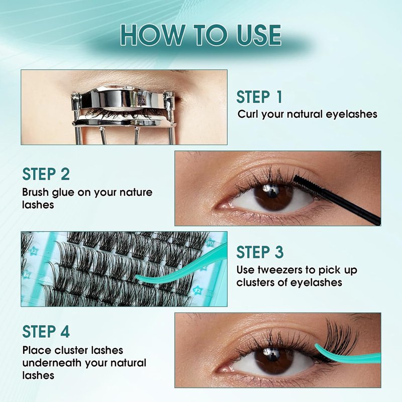GEMERRY Cluster Lashes - Wispy Natural D Curly Eyelashes | 8-16mm Individual DIY Extensions