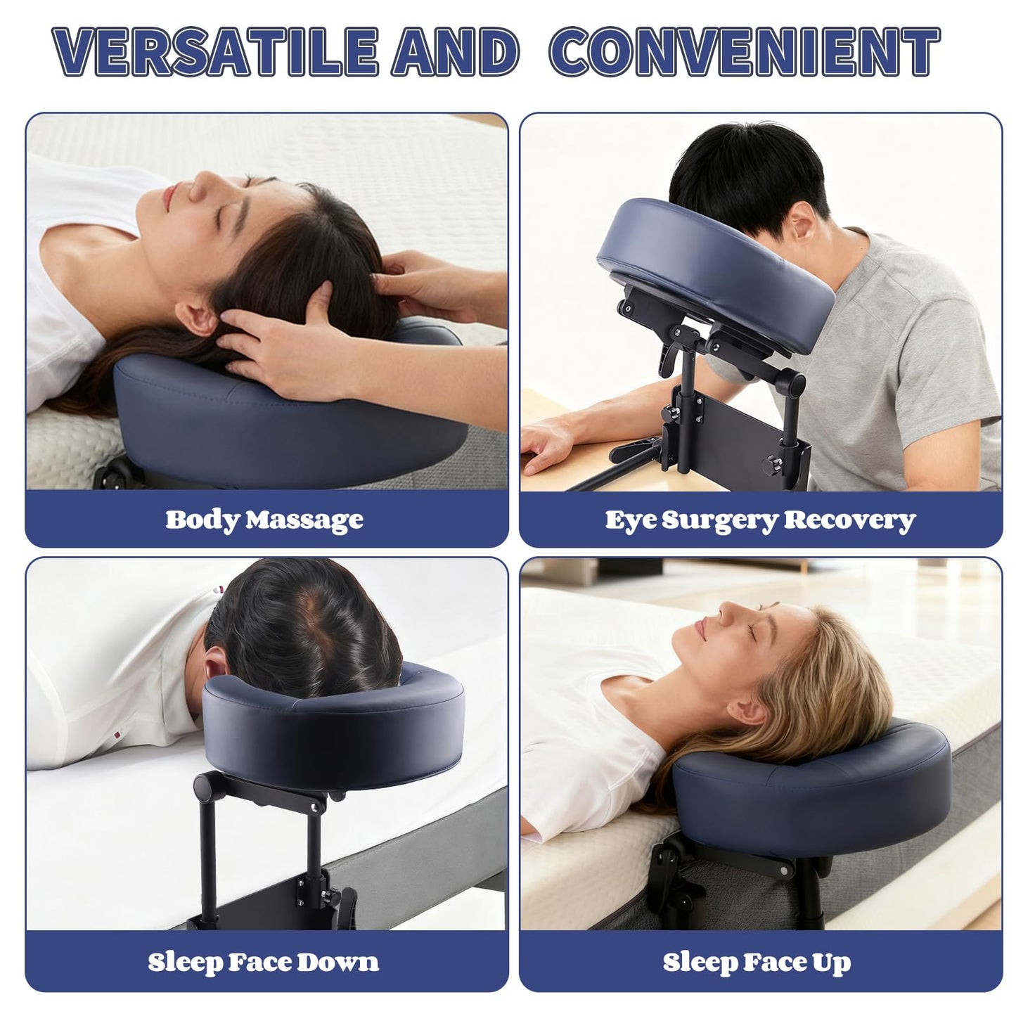 TOROKOM Adjustable Headrest Face Pillow Cradle, Massage Home Mattress Top Massage Kit Face Pillow Cradle & Face Cushion Support Bracket（Blue）