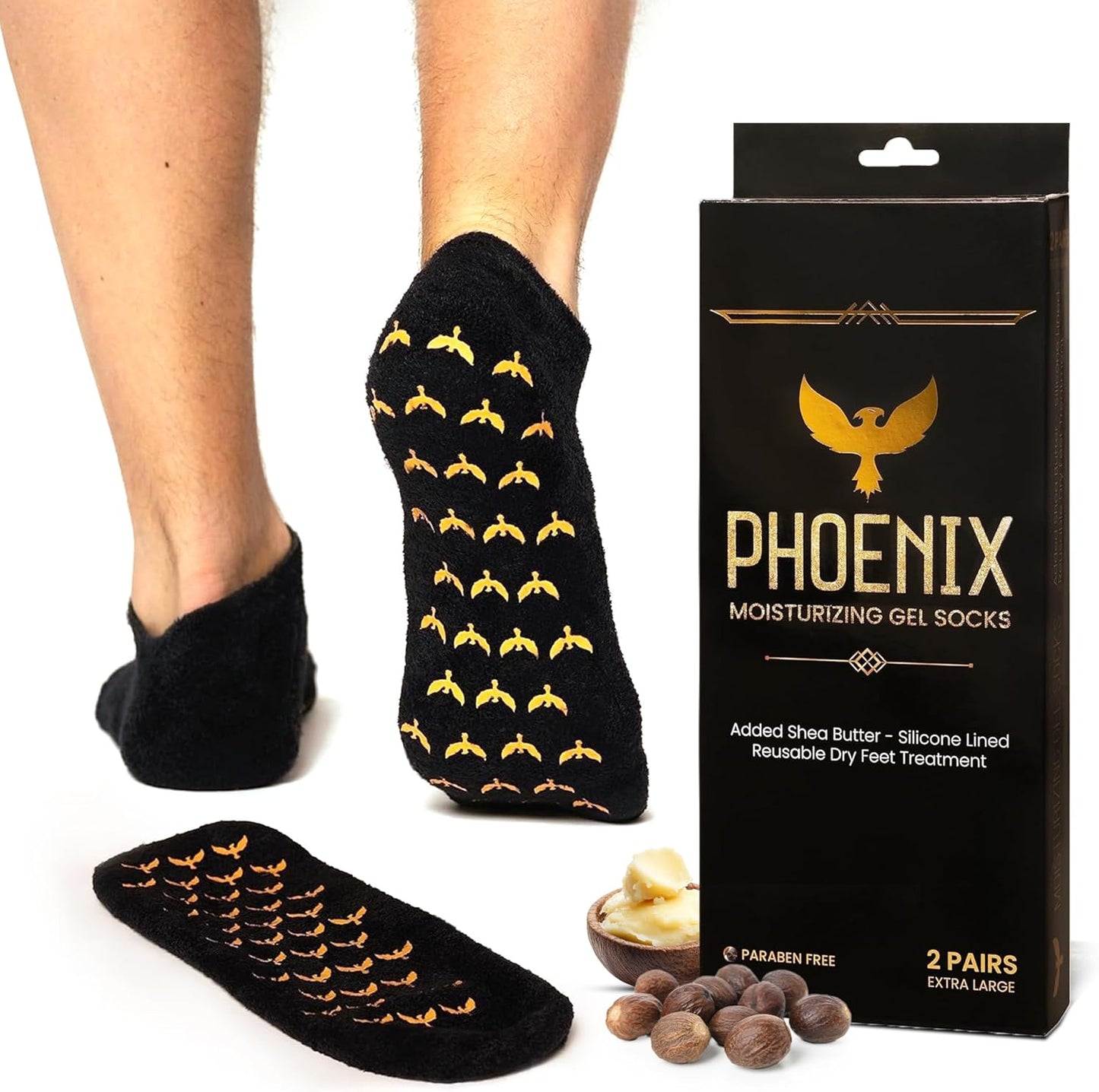Skiennix Moisturizing Gel Socks - Extra Large | 2 Pairs of Silicone Heel Treatment Socks for Dry Skin