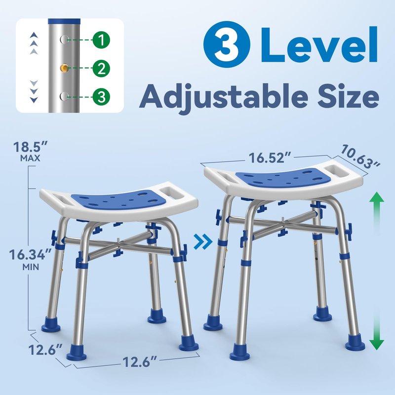 Loyoda FSA/HSA Eligible Heavy Duty Shower Chair for Inside Shower, 500lb Weight Capacity, Height-Adjustable Shower Bench with Padded Seat, Shower Stool Suitable for Elderly and Disabled