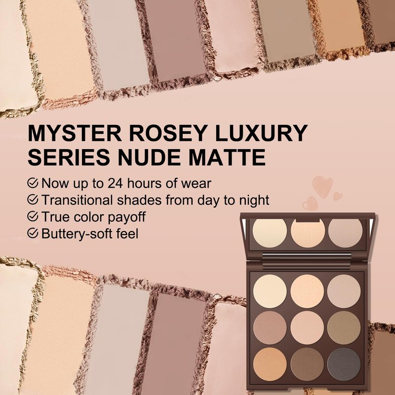 MYSTER ROSEY Neutral Eyeshadow Palette, Nude Eyeshadow Palette, Matte Eye Shadow Makeup Palette with Mirror, Long-Lasting Wear, Vegan, Cruelty-Free - 0.5oz