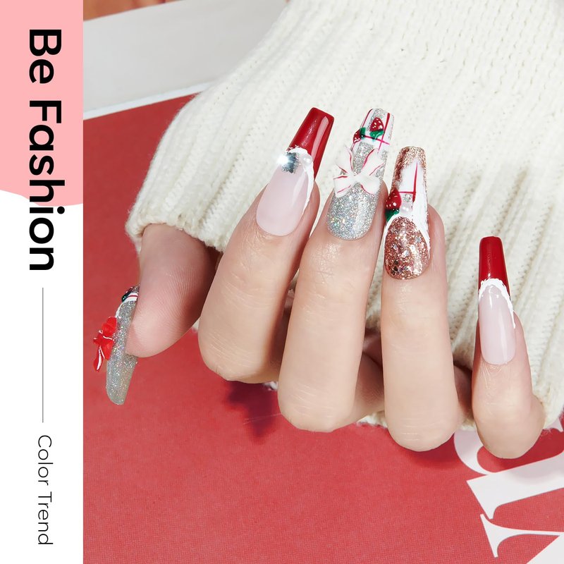 Modelones Red Gel Nail Polish Set - 6 Colors for DIY Nail Art | Glitter & Sparkle Shades for Women