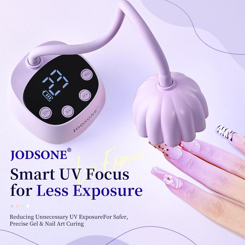 JODSONE Rechargeable Fast Curing U V Nail Lamp -Cordless Portable and Flexible Gooseneck for Gel Polish, Auto Sensor & 4 Timers Lavender Purple