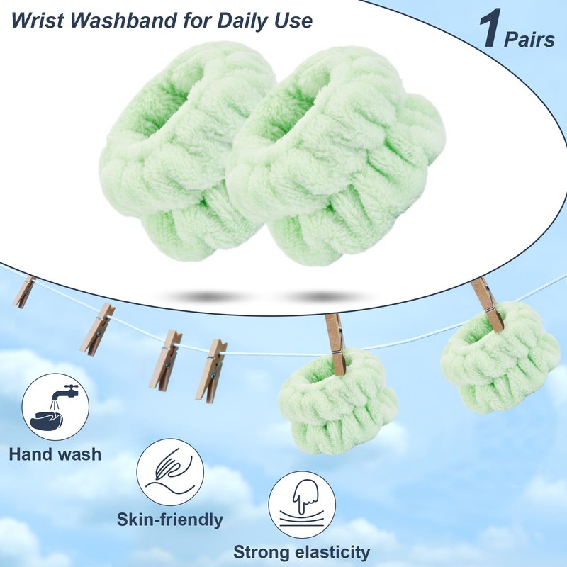2 Pcs Wrist Bands for Washing Face-Dorbetar, Microfiber Wrist Towels for Washing Face, Spa Wristbands for Washing Face, Face Wash Wristbands, Arm Bands for Washing Face for Woman and Children
