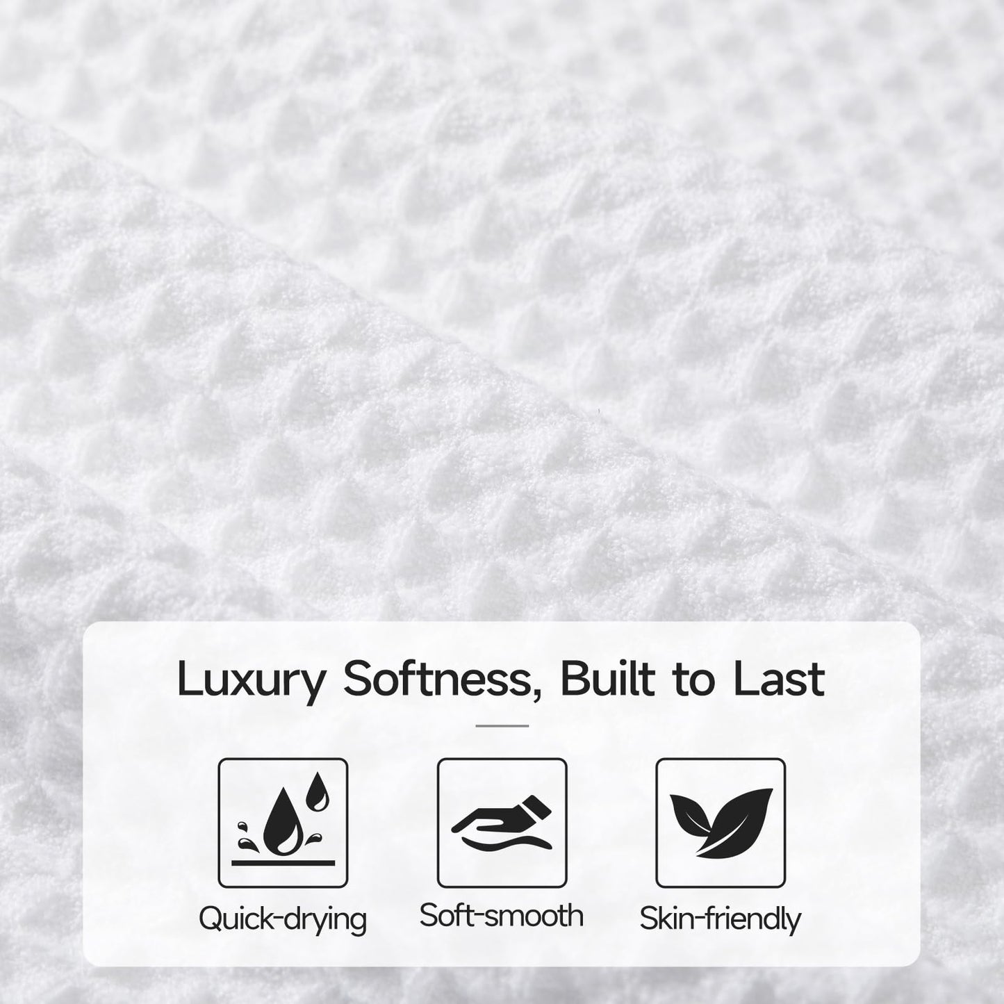 REDKISS Soft 8 Piece Waffle Towel Set, Microfiber, Lighter Weight, Absorbent, Quick Dry, Lint Free Bath Towels for Bathroom, Spa & Hotel – 2 Bath, 2 Hand, 4 Washcloths, White