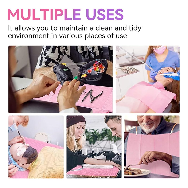 Disposable Nail Mats - 20 Pcs Foldable 3-Ply Waterproof Nail Art Practice Sheets | Pink Clean Pads for Salon Use