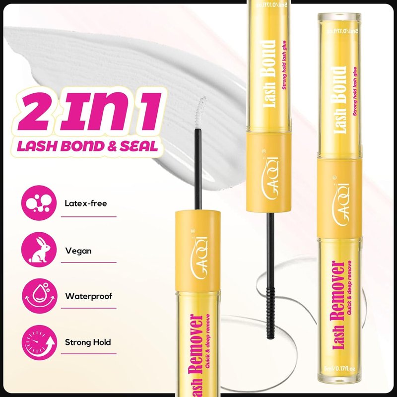 GAQQI Lash Bond & Remover - Waterproof Eyelash Glue for DIY Extensions | Strong Hold 72H+, 10ml
