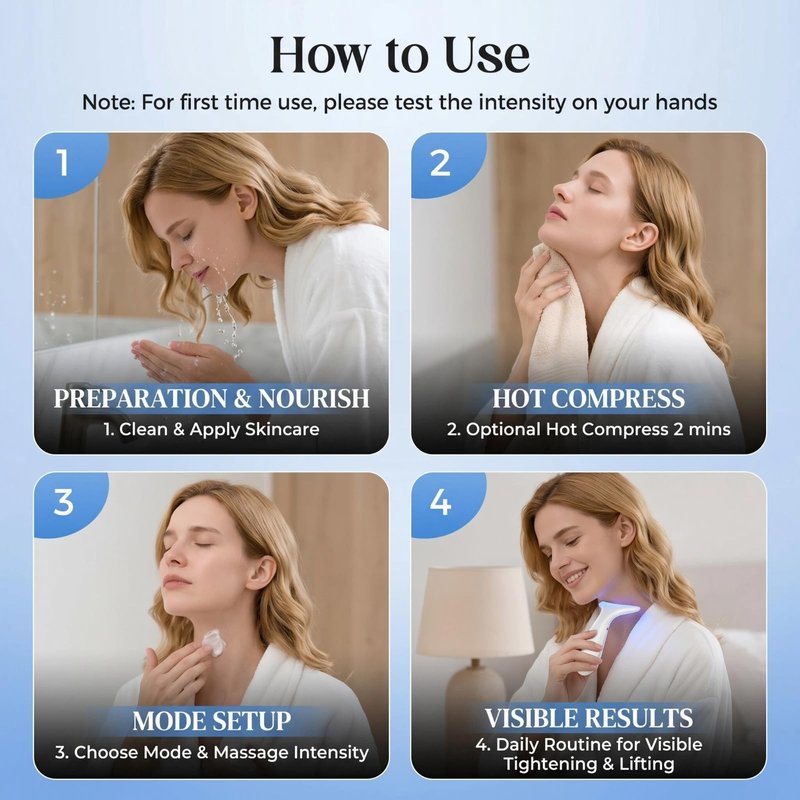 7-Color LED Red Light Therapy Face & Neck Massager - Anti-Aging Facial Sculptor with Heat, Vibration, Lifting, Firming, Timer for Visible Skin Tightening, Rechargeable At-Home Beauty Device
