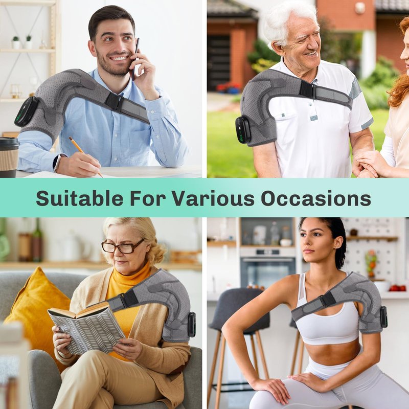 GVMSOR Cordless Shoulder Heating Pad with Massage for Rotator Cuff Pain, 5000mAh Battery Powered Heated Shoulder Brace,Shoulder Warmer for Pain Relief