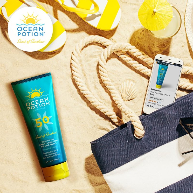 Ocean Potion SPF 50 Sunscreen Lotion - Broad Spectrum UVA/UVB Protection with Aloe & Vitamin E | 6.8 oz