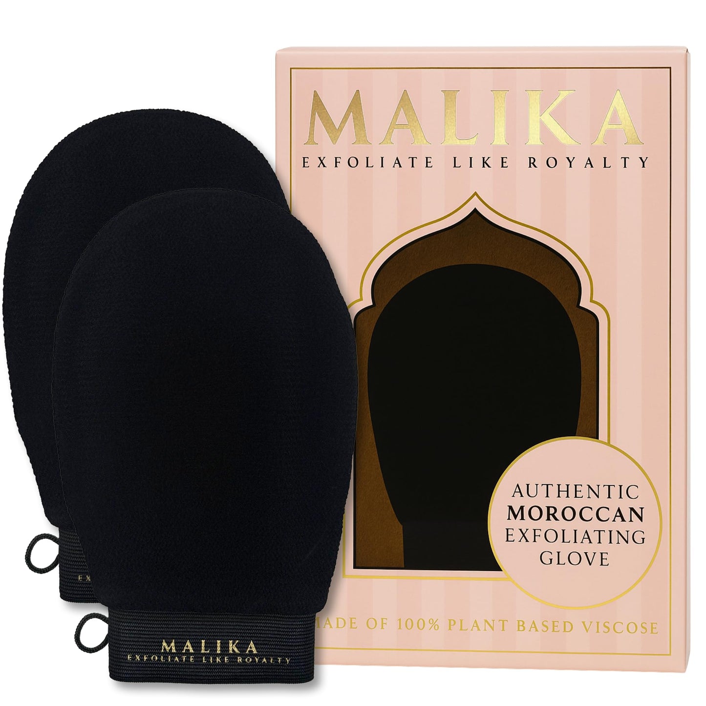 Maison Malika Premium Moroccan Exfoliating Mitt for Body (2pc) – 100% Vegan Viscose Hammam Kessa Body Scrub Korean Washcloth – Exfoliator for Keratosis Pilaris, Dead Skin & Self-Tan Removal (2-Pack)