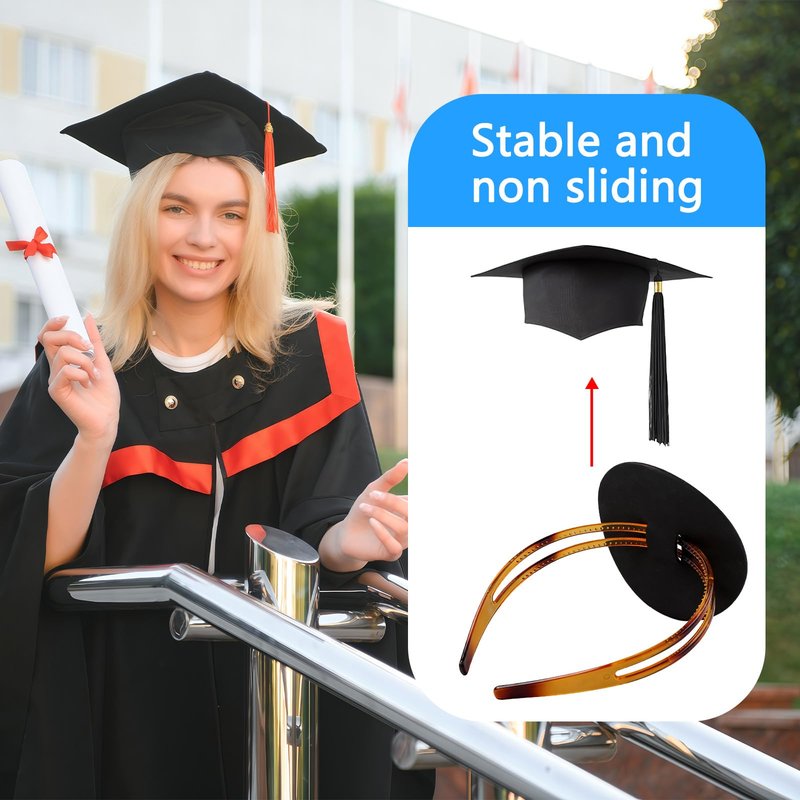 QDTK Graduation Cap Headband Brown Firm Anti-fall Hairband for Graduation Hat with Adhesive Felt,Round Adjustable Grad Cap Head Band Hat Accessories for Graduates(02)