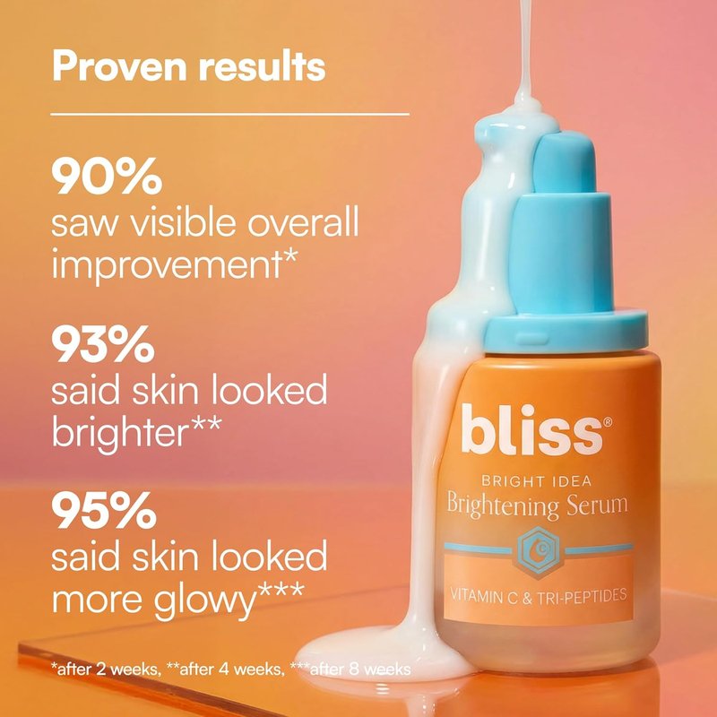 Bliss Vitamin C + Tri-Peptide Face Serum - Brightening & Firming Serum with Collagen-Boosting Peptides - 1 fl oz