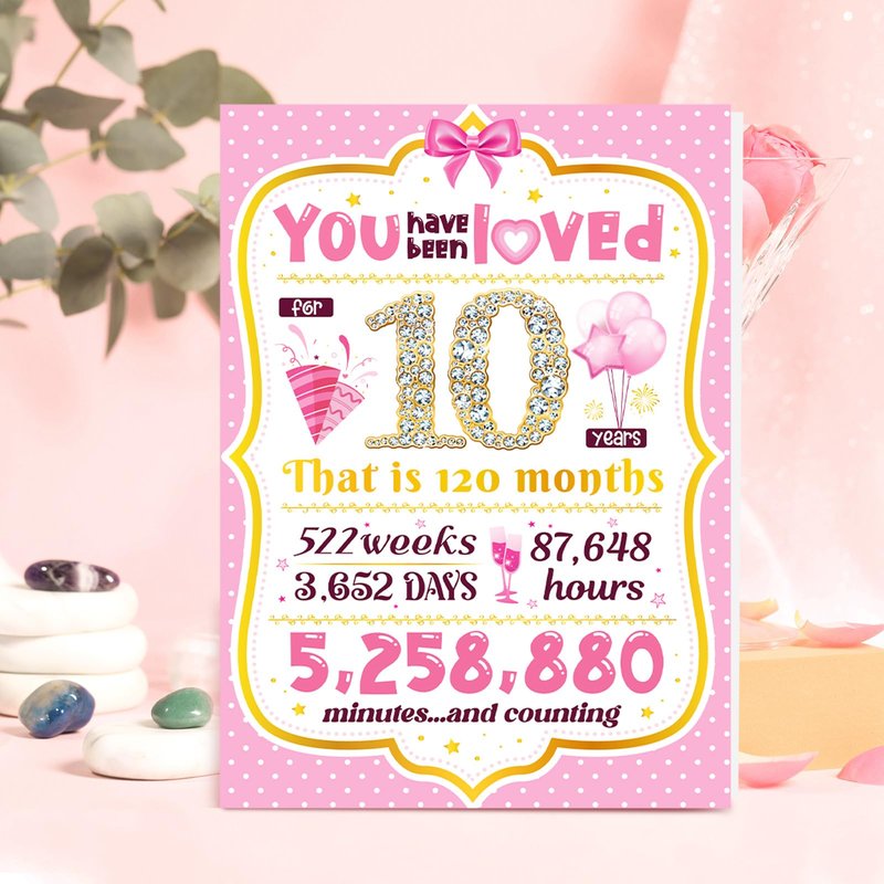 10th Birthday Card TSVATE 10 Year Old Girl Birthday Gifts, Sweet 10 Year Old Birthday Card, Birthday Gifts for 10 Year Old Girls Daughter Niece Granddaughter Sister, 10th Birthday Decorations for Girl