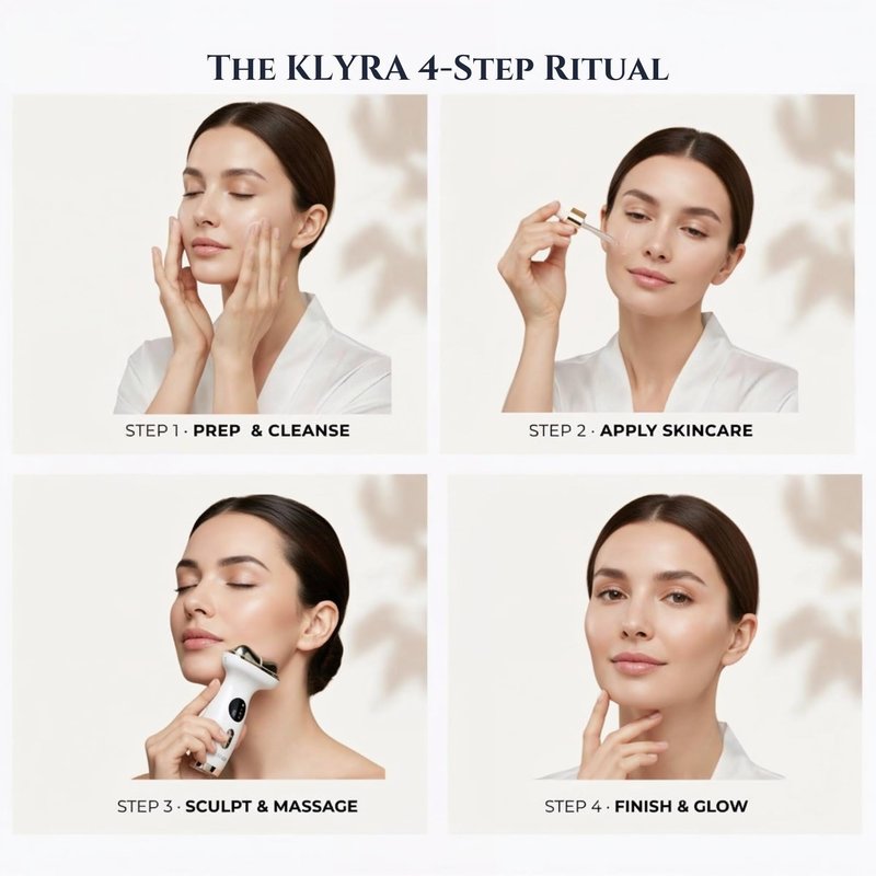 KLYRA Hot & Cold LED Red Light Therapy Face & Neck Massager- 7-in-1 Electric Gua Sha Facial Device with Microcurrent EMS, Vibration & Skin Tightening Tool for Anti-Aging, Firming & Fine Lines