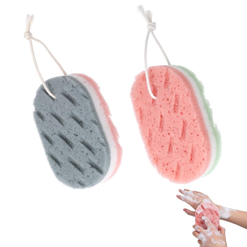 DOPENSPI 2 Pcs Soft Large Bath Sponges, 3 Layer Exfoliating Body Loofah Sponge for Shower Sponge for Women Men Bath Accessories