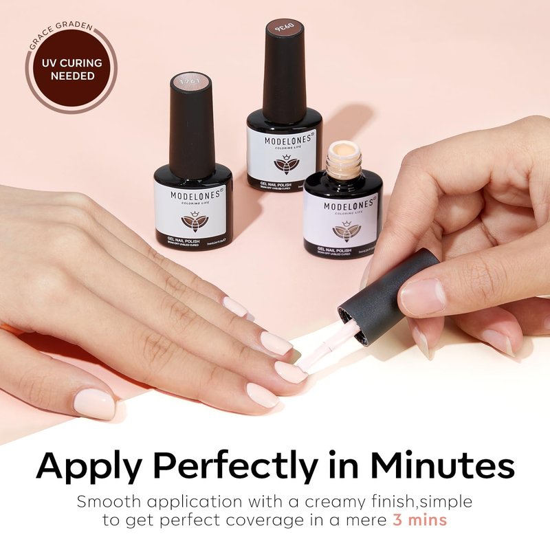Modelones Gel Nail Polish Set - 6 Colors Nude & Brown Gel Polish Kit | Soak Off LED Starter Manicure