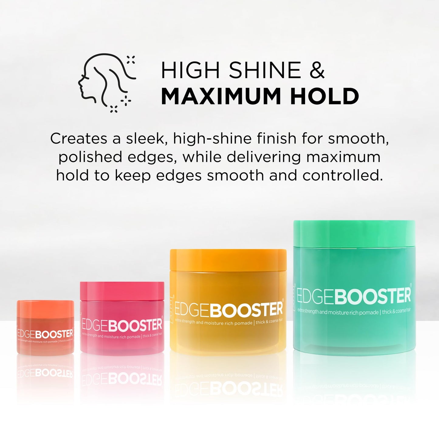 Style Factor Edge Booster Extra Strength & Moisture Rich Pomade | Strong Hold Edge Control Gel for Thick & Coarse Hair | High Shine, Non-Greasy Styling | Pink Sapphire, 3.38 oz