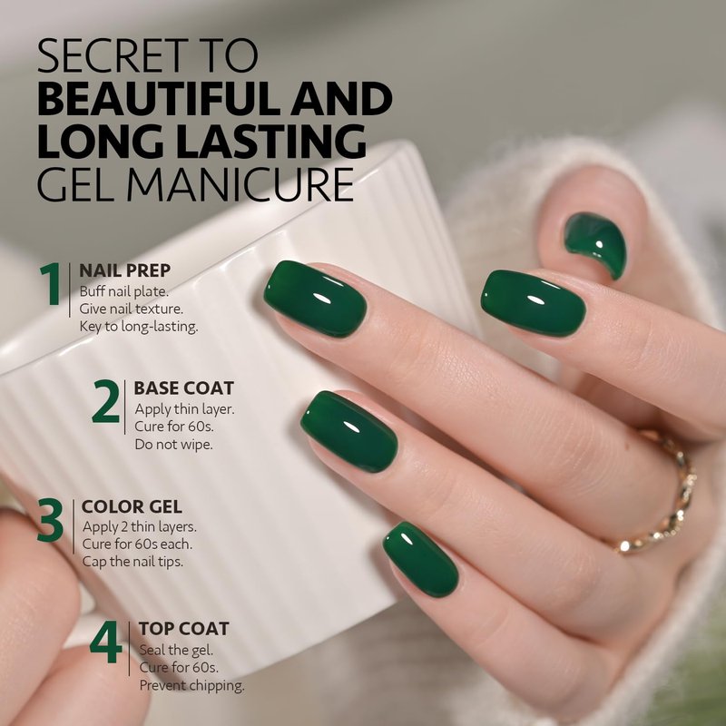 GAOY Green Gel Nail Polish - 16ml Soak Off Formula | UV Light Cure for DIY Nail Art - 2477 Emerald Green