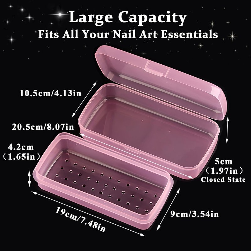 Nail Tool Sterilizer Box Plastic Sterilization Tray for Nail Art Accessories Tools, Disinfectant Container Soaking Box with Strainer Pedicure Manicure Cleaning Equipment, Pink