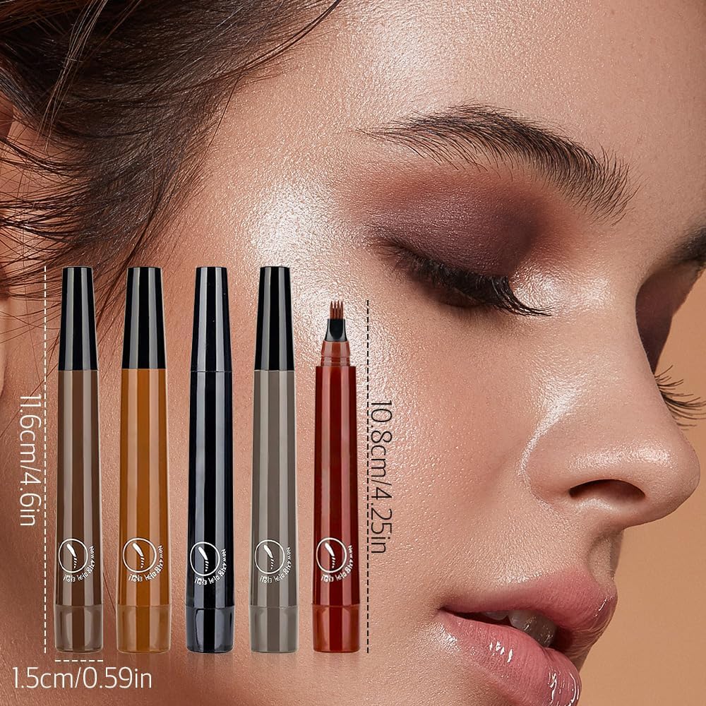 Skiennix Microblading Eyebrow Pencil - Waterproof Magic Tattoo Pencil with 4 Fork Tip (Black A)